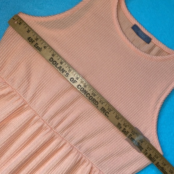 WANDERING DREAMS rib knit maxi tank dress 2 pockets peach stretchy NEW size L - Picture 6 of 8